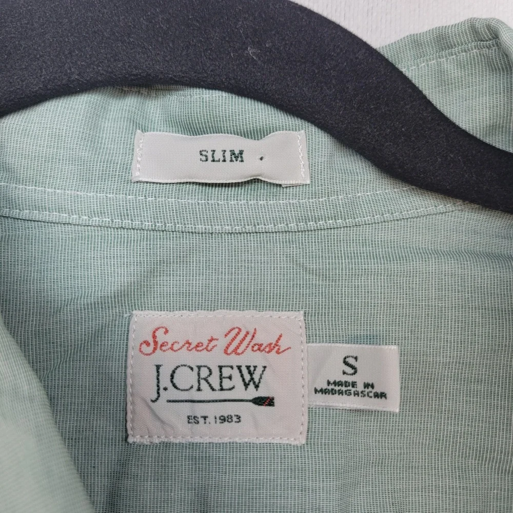 J.Crew Button Down Shirt Mens Small Green Slim Fit Secret Wash BW443 Micro Check